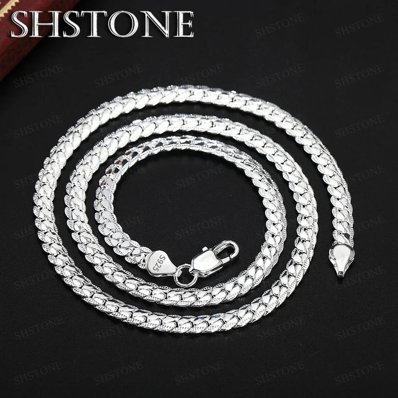 18K Gold 925 Sterling Silver 6mm Full Sideways Necklace 8/18/20/24 Inch Chain For Woman Men Fashion Wedding Engagement Jewelry