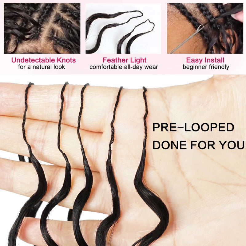 Ocean Wave Crochet Braids Miracle Knots Crochet Human Hair Pre-Separated Invisible Knotless Loose Deep Wave Feather Crochet Human Hair Bundles For Black Women Ocean Wave Humain Crochet Hair 16 To 26 Inch 60g/pcs 240g For A He