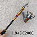 Fishing Rod and Reel Set 1.8-3.6m Carbon Telescopic Fishing Rod Pole with Metal Spool Spinning Reel Saltwater Freshwater Kits