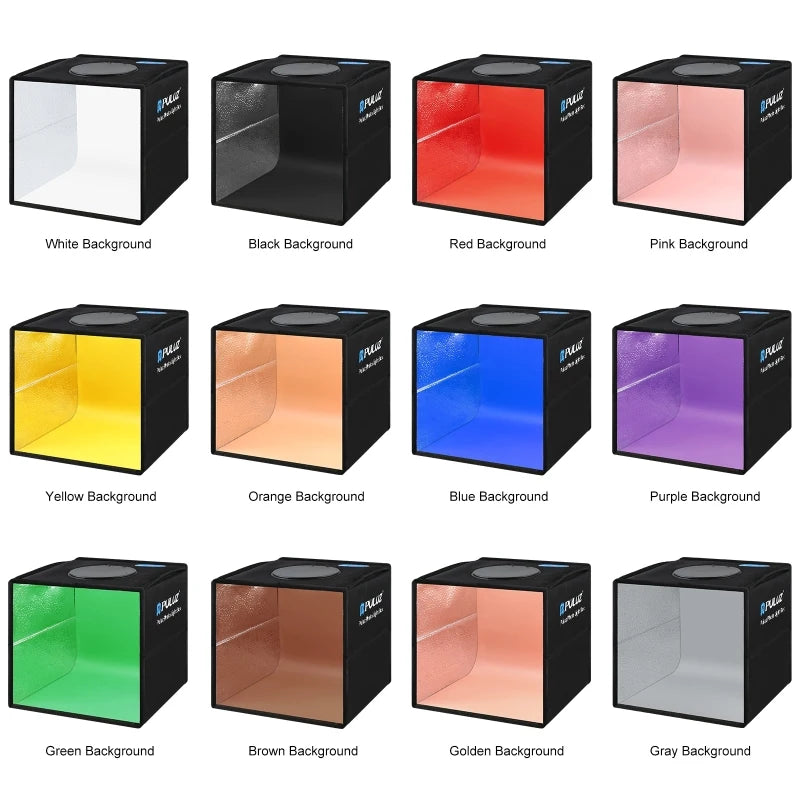 PULUZ 25cm Folding Portable High 97 CRI Ring LED Light Photo Lighting Studio Shooting Tent Box with 12 Colors Backdrops