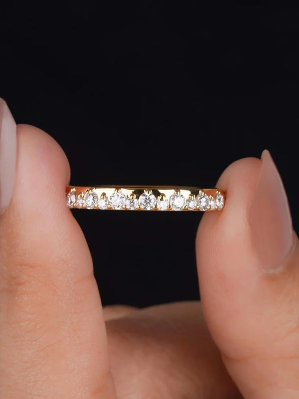 925 Sterling Silver Zircon Fashion Gorgeous Half Circle Round Ring For Women Engagement Anniversary High Quality Fine Jewelry