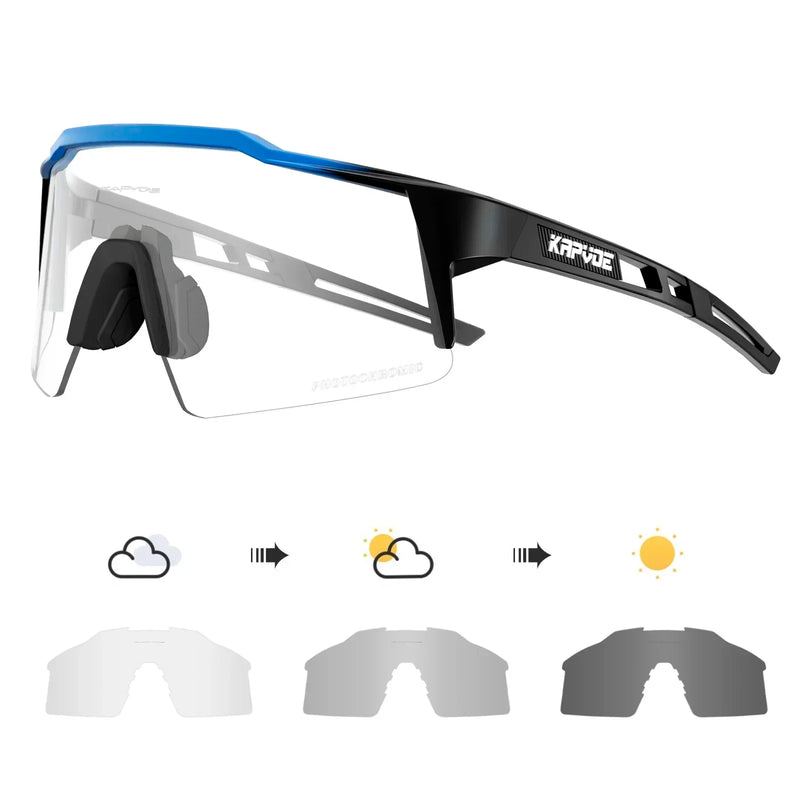 Kapvoe Red Photochromic Cycling Sunglasses for Men Blue | SAMAG
