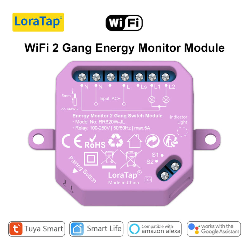 LoraTap Tuya Smart Life ZigBee WiFi Light Switch Module Dimmer Energy Monitor App Remote Control Alexa Google Home Voice Control