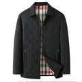 Top Grade Men Parka Jacket Windbreaker Coats Diamond Quilted Bubble Coat Middle-aged Winter Warmth Turn-Down Collar Coat