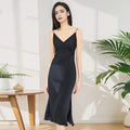 Winsleter-Women 16MM 100%Real Silk Elegant Nightgown, Sexy V Neck Solid, Backless Thin Chic Pajamas Dress, 2025 Summer P53623CC