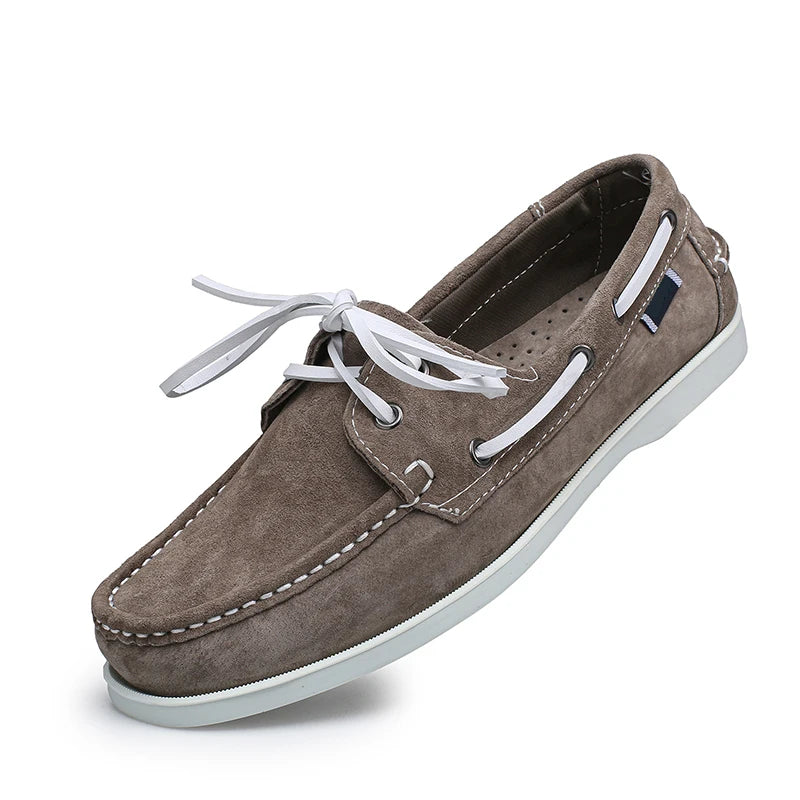 New Men's Casual Shoes Fashion Leather Docksides Boat Shoes British Style Lace Up Men Loafers Men Breathable Handmade Moccasins