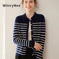 WinvyNee Women's Clothing Cashmere Wool O Neck Striped | SAMAG