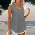 Plus Size Curved Hem Tank Top, Casual Crew Neck Sleeveless Tank Top For Summer, Women's Plus Size Clothing