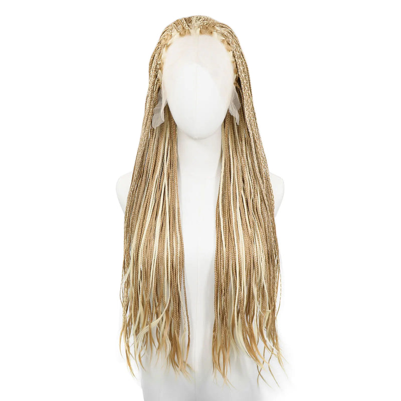 Reddish Brown Colored Box Braided Wigs Braids For Black Women 26Inch Long Crochet Braids Synthetic Hair 13x3 Lace Front Wigs