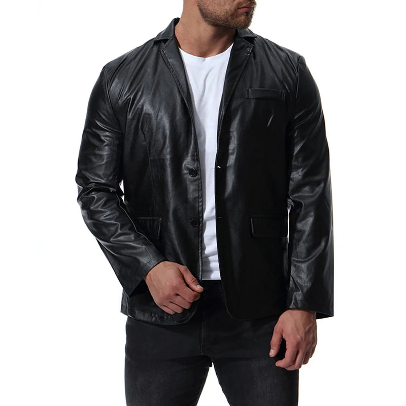Autumn new, trendy PU leather jacket British large size leather casual suit jacket
