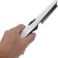 2-in-1 Electric Hair Straightening Comb Portable Anti-Scald Beard Straightener Fast Heat White Brush for Men & Women