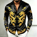 Men's Retro Baroque Printed Satin Silk Shirt Long Sleeved | SAMAG