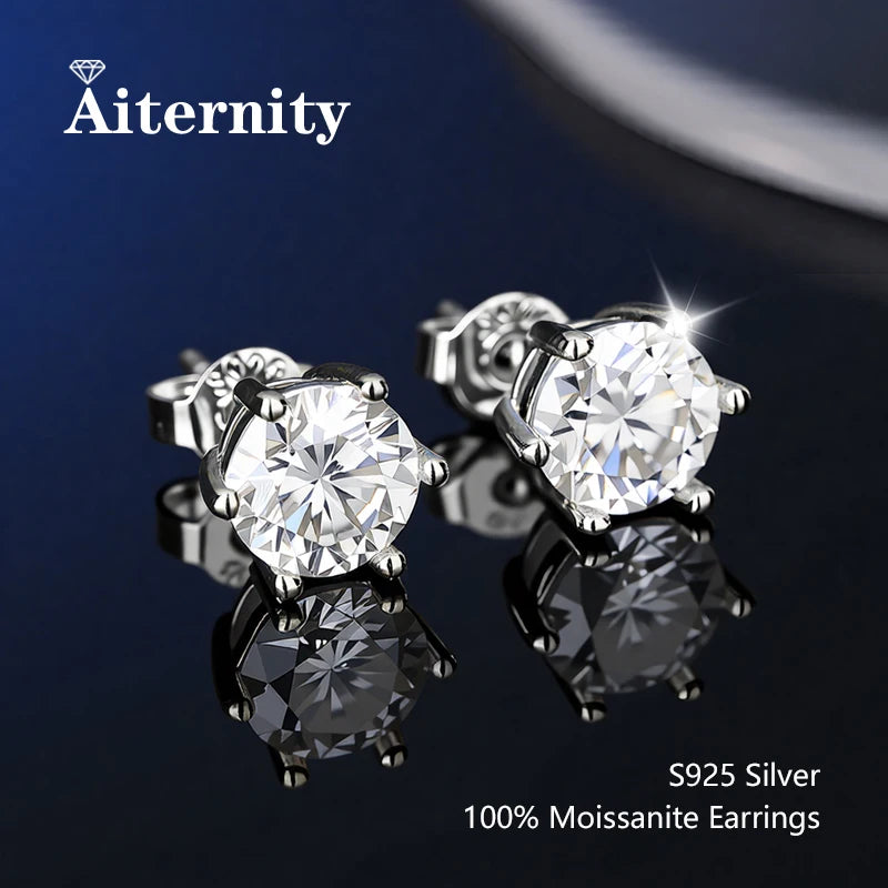 D VVS1 Moissanite Stud Earrings For Women Pass Diamond Tester Pen S925 Platinum Plating Moissanita With 2 Certificates