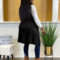 Women's Long Sleeveless Draped Open Front Sweater Vest Cardigan Side Pockets Button Daily Wear Going Out Date Draped Duster Vest