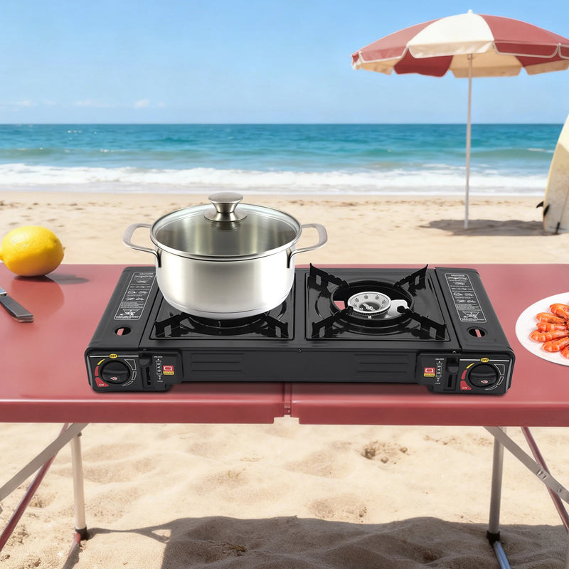 Portable Camping Stove with Storage Case, 2 Burner - View 4 | SAMAG
