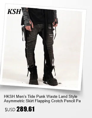 HKSH Spring Summer New Men's RO Style Round Collar Printed T-shirt Oversized Chic Cotton Chic Top American Loose Y2K Tees HK4638
