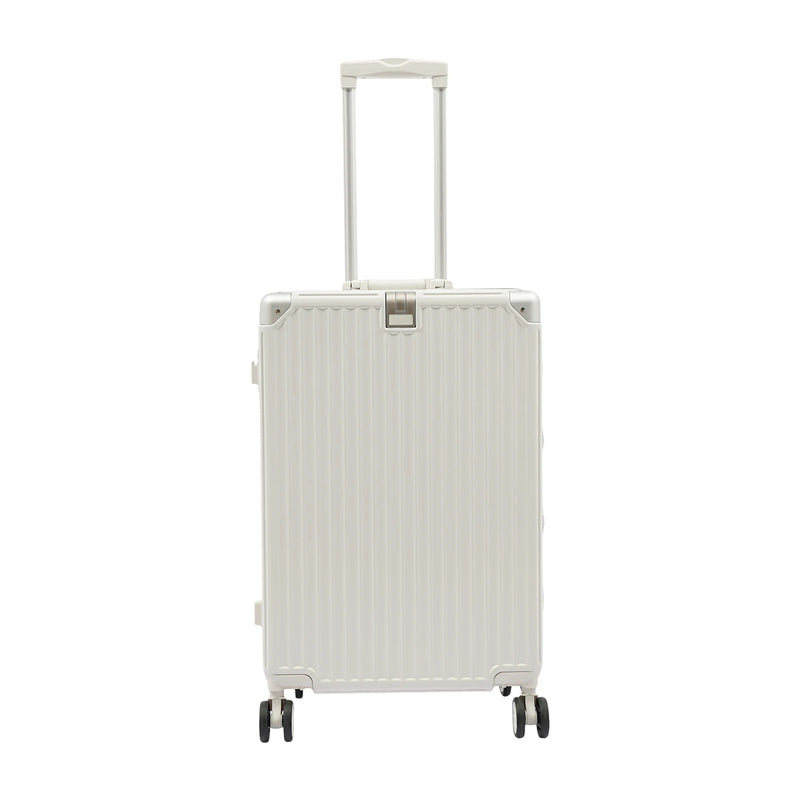 NEWEST White Large Expandable Checked Luggage, PC Hard Shell Suitcase, Top Opening Rolling Travel Suitcases with Spinner Wheels & TSA Lock