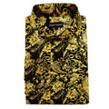 Luxury Silk Shirts for Men Long Sleeve Gold Black Floral | SAMAG