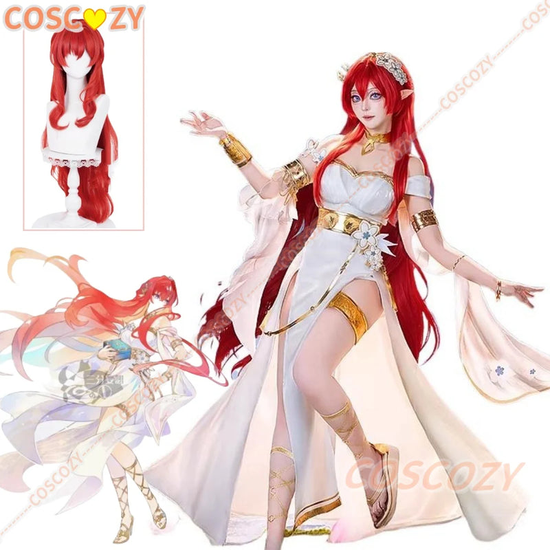 Honkai Star Rail Tribios Cosplay Costume Tribios Red Wig Holy Maiden of Janusopolis Amphoreus Women Girls Convention Outfits