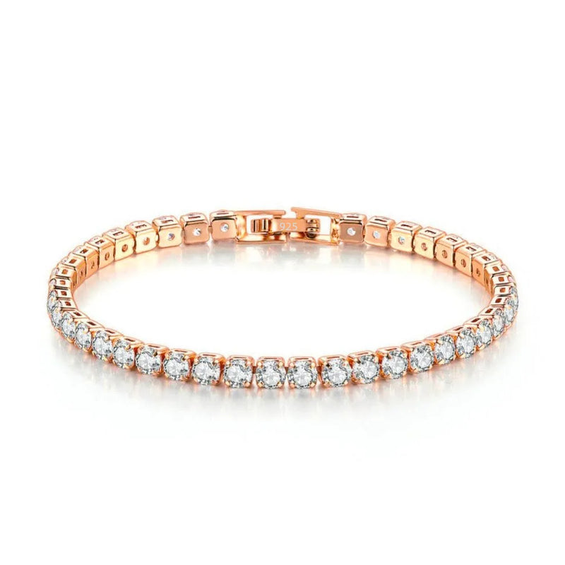 New Exquisite Tennis Bracelet 925 Sterling Silver Hip Hop Trend Gold Color 4MM Women's and Men's Bracelet Crystal Jewelry Gift