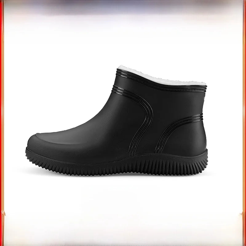 Men's Winter Fleece Lined Rain Boots Warm Cotton Work Safety Rubber Boots Outdoor Fishing Water Shoes Special for Delivery Ri...