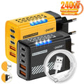 240W 5 in 1 GaN Desktop Charger Fast Charging Adapter 10A USB To TypeC Cable 3PD 2 USB Charger For IPhone Samsung Laptop