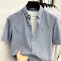 High End Brand Embroidered Striped Shirt Men's Short | SAMAG