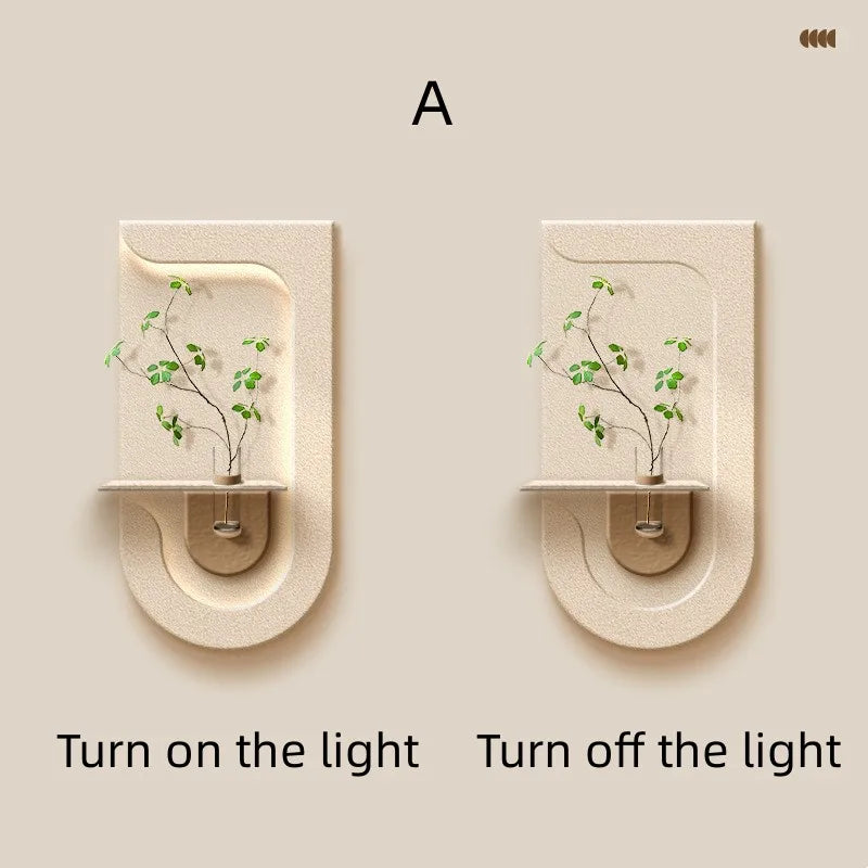 Entrance Decoration Porch Green Plant Ornaments Entrance Corridor LED Wall Lamp Painting High-End Living Room Mural Lamp