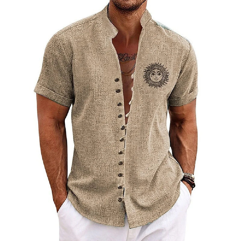 New Men's Linen Short-Sleeved Shirt, with a Fashionable | SAMAG