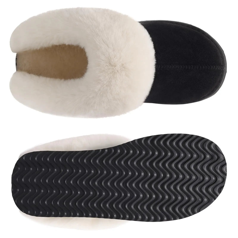 Shevalues Winter Furry Women's Slippers Platform Slippers Fluffy Cozy Warm Indoor Slides Plush Lining Outdoor Women's Slippers