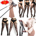 High Waist Sexy Fishnet Black Garter Stockings Tights Open Crotchless Body Suit Large Plus Size Pantyhose for Oversized Woman XL