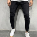 New White Embroidery Jeans Men Cotton Stretchy Ripped | SAMAG