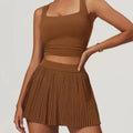 Women's 2 Piece Yoga Skirt Set Hip Hugging Slimming Outdoor Fitness Tennis Skirt Sun Protection Sports Outfit