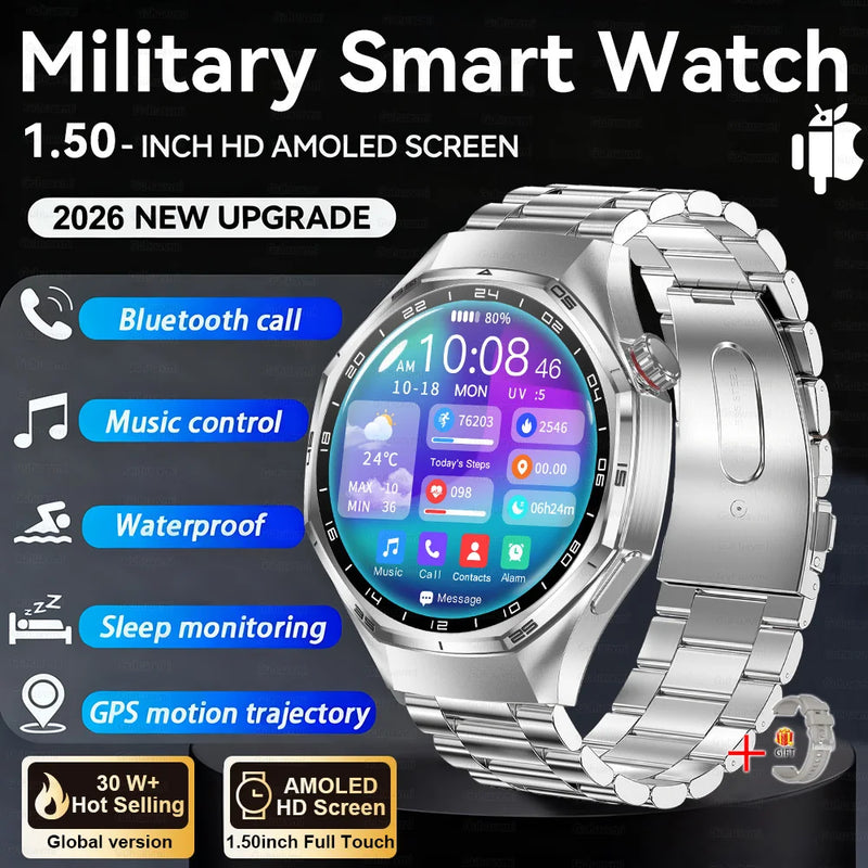 NEW GPS Outdoor fitness NFC Smart Watch 1.5 Inch AMOLED Screen Bluetooth Call IP67 Waterproof Man Smart Watches For Man 2026