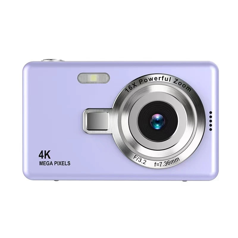 4K HD Digital Camera 16X Digital Zoom Compact CCD Camera Portable Vintage Vlog Camera for Students Travel 2.4 Inch IPS Screen