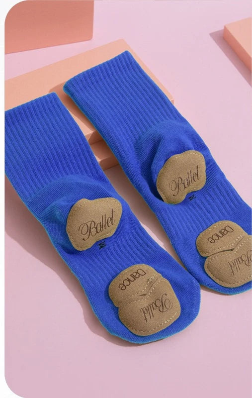 Blue Silicone Anti Slip Cotton Grip Socks Unisex Adult Kids Ballet Contemporary Chinese Dance Yoga Barre Floor Practice Socks