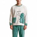 Autumn and Winter Men's Pajamas Simple Casua Homewear Sleepwear Warm Coral Fleece Nightwear Plus Size Dinosaur and Bear Pattern
