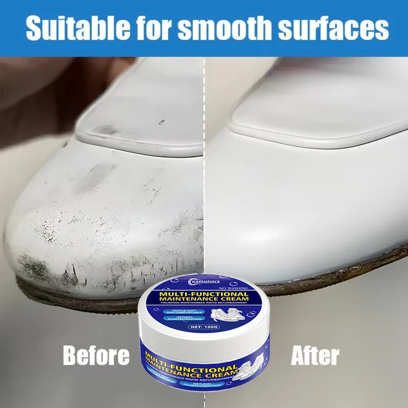 White Shoe Restorer Cream, Quick Polish for Sneakers, Leather Shoes and Canvas Shoes, Easy Shoe Care