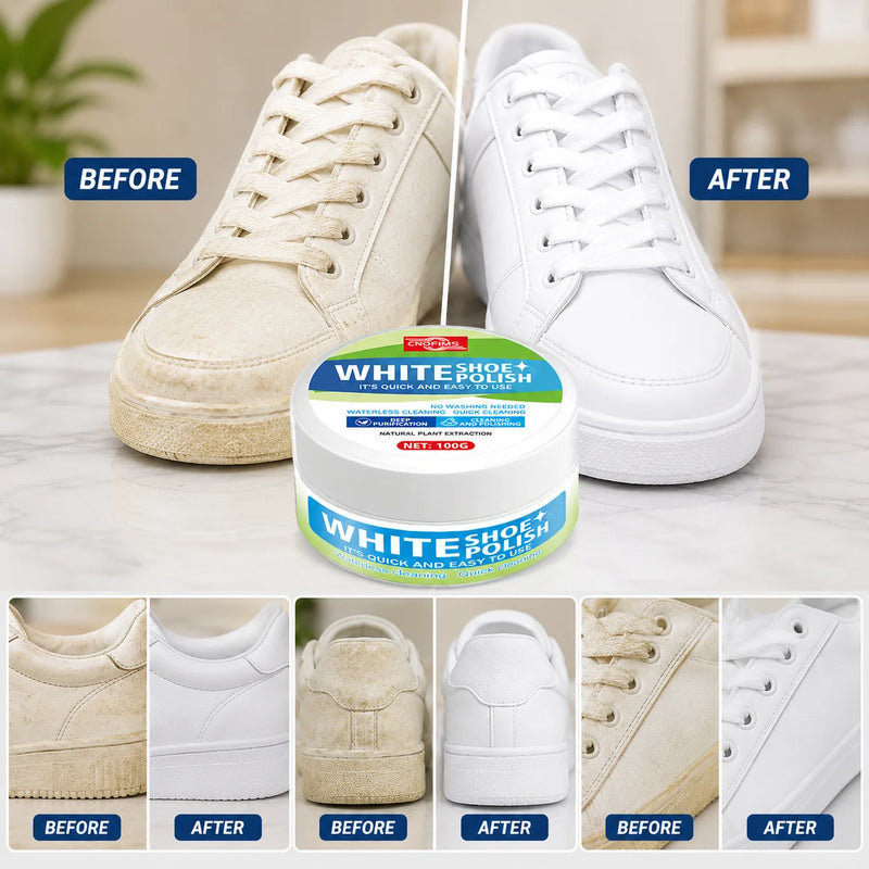 White Shoe Cleaning Cream, Quick Dry Sneaker Care Polish for White Shoes, Sports Shoes and Mesh Uppers