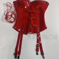 Sexy Red 0.8mm Thicker Latex Corset Bustier Body Shape Detachable Breast Cup with Front Zip Back Lace