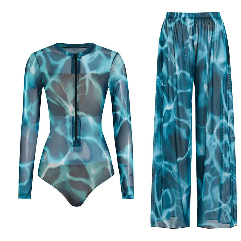 Women's Long Sleeve Swimwear Sunscreen One Piece Swimsuit | SAMAG