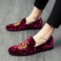 New Men's Suede Soft Penny Loafers Embroidered Design Flat Slip-On Formal Men's Velvet Loafer Dress Shoes Big Size 38~45 Zapatos