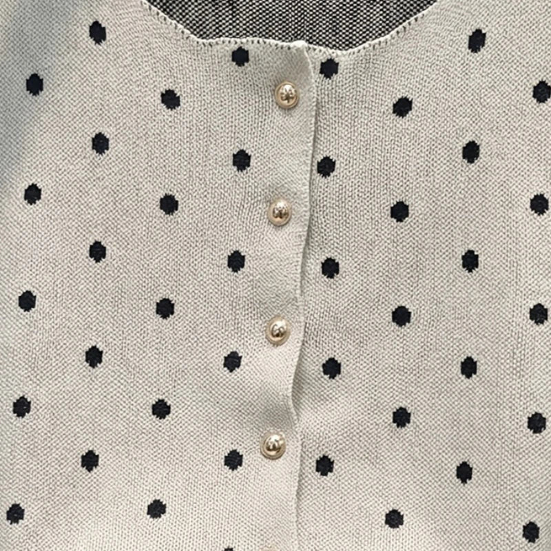 Winter Women White Black Polka Dot Sleeveless Knit - View 4 | SAMAG
