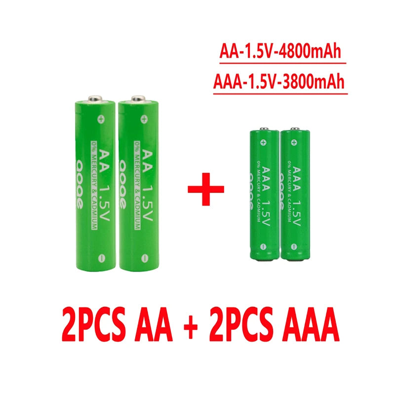 1.5V Rechargeable AA    AAA 4.8-3.8Ah Battery For Torch Toys Clock MP3 Player Replace Ni-Mh Battery