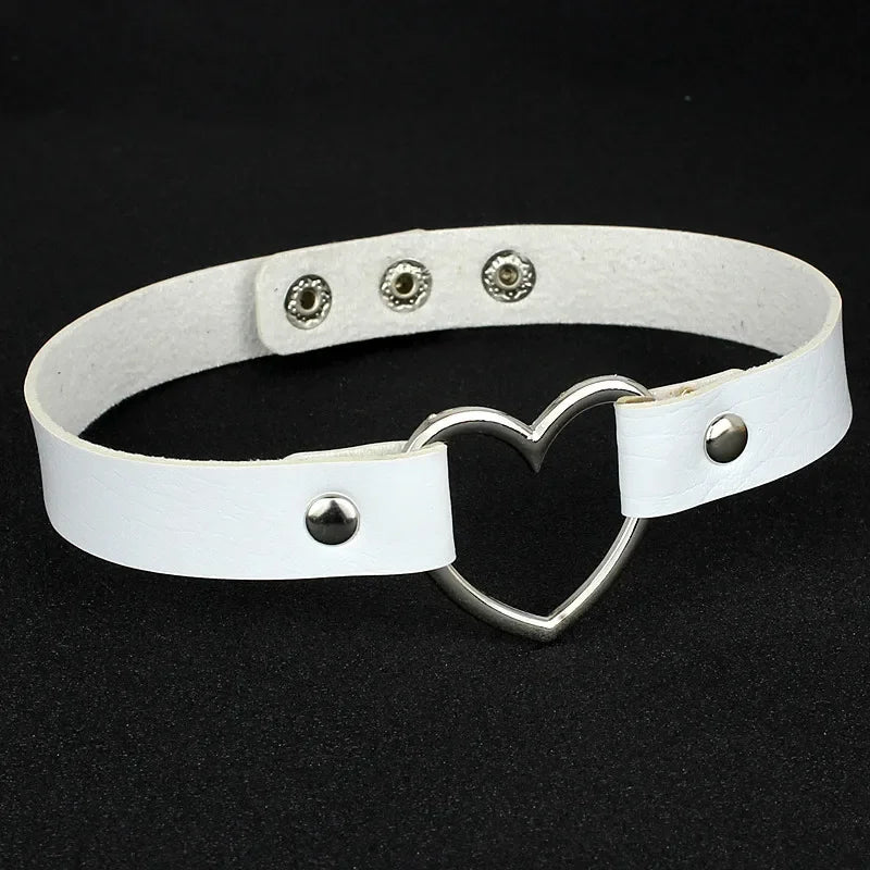 Fashion Black Pink PU Leather Gothic Punk Harajuku Cosplay Collar  Choker Necklace