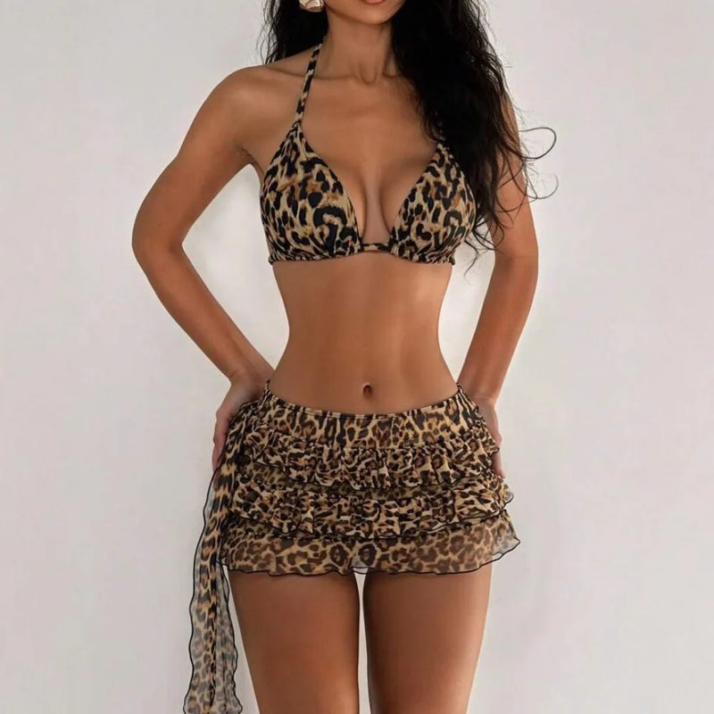 Leopard Print 3-Piece Bikini Set for Women Sexy Swimsuit | SAMAG