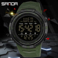 SANDA Fashion Men's LCD Digital Casual Date and Week Alarm Waterproof Sport Silicone Strap Military Electronic Watch