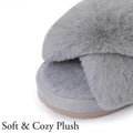 Comwarm Women's Cross Band Fuzzy Slippers Fluffy Open Toe House Slippers Cozy Plush Bedroom Shoes Indoor Outdoor Fur Sandals