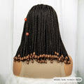 14inch Synthetic Lace Front Bob Braided Wig with Beads Short Box Braided Wigs Knotless Braided Wigs with Baby Hair for Women