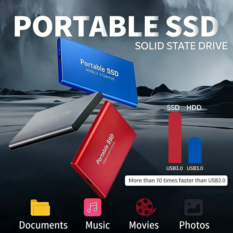 Large Capacity External Hard Drive Portable Hard Disk Ultra Slim Design Storage Device for Daily Use
